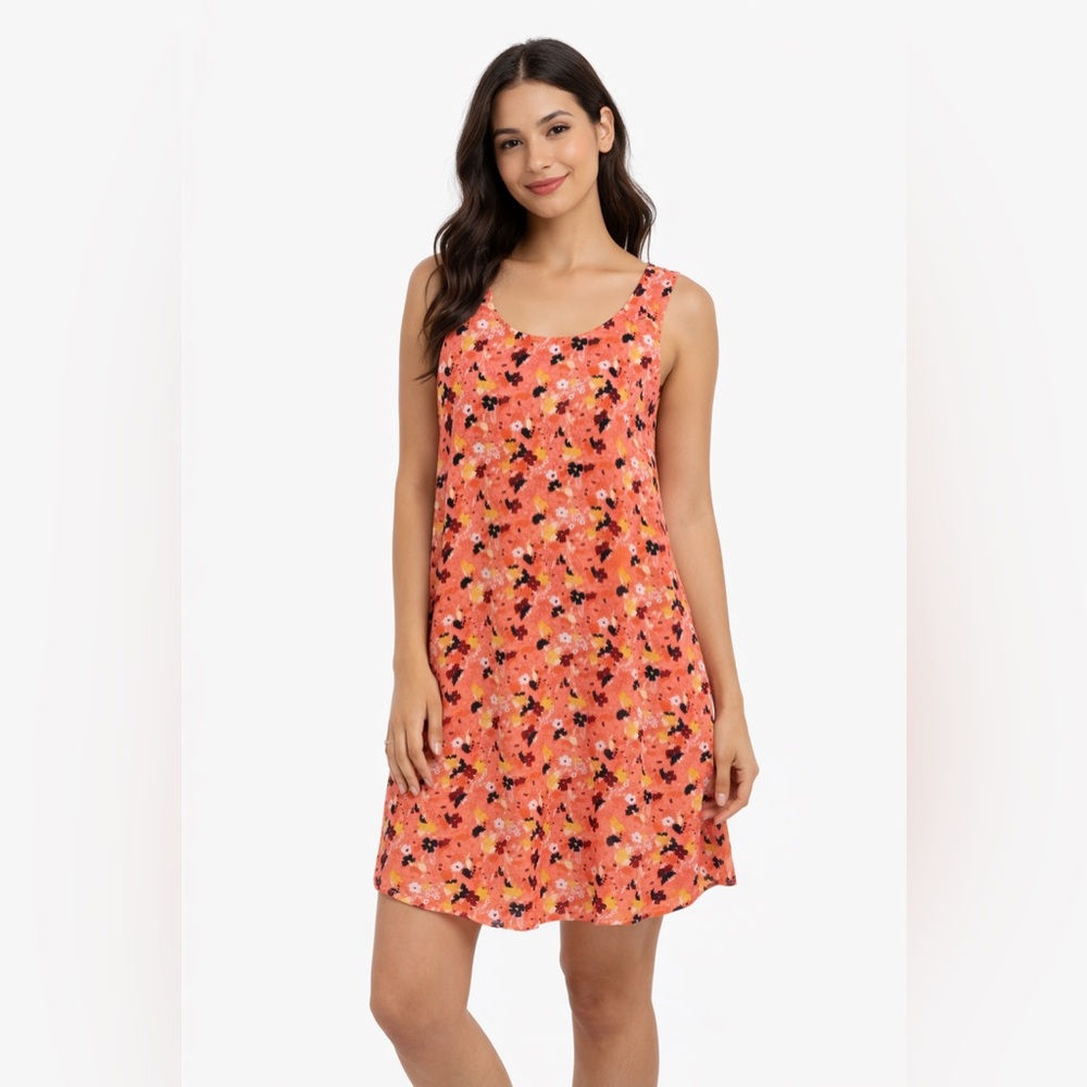 Y2K GAP Coral Floral Sleeveless Shift Dress Retro 2000s Summer Mini